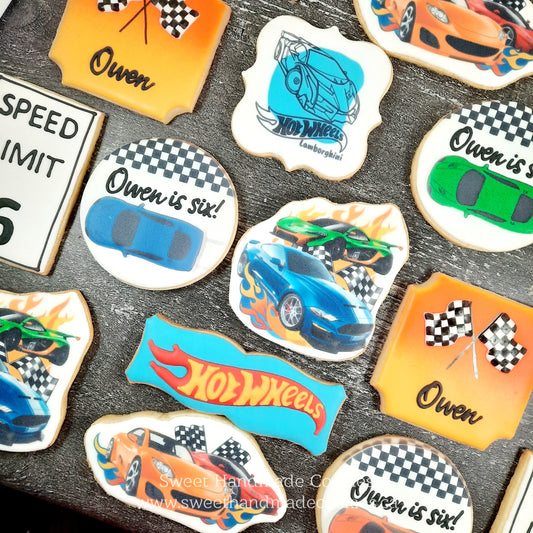 Hot Wheels Cookies for a 6th Birthday