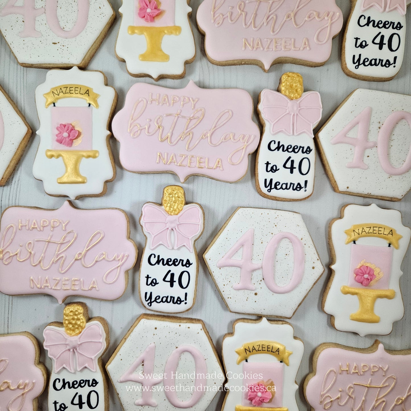 40th Birthday Cake & Champagne Cookies for Nazeela