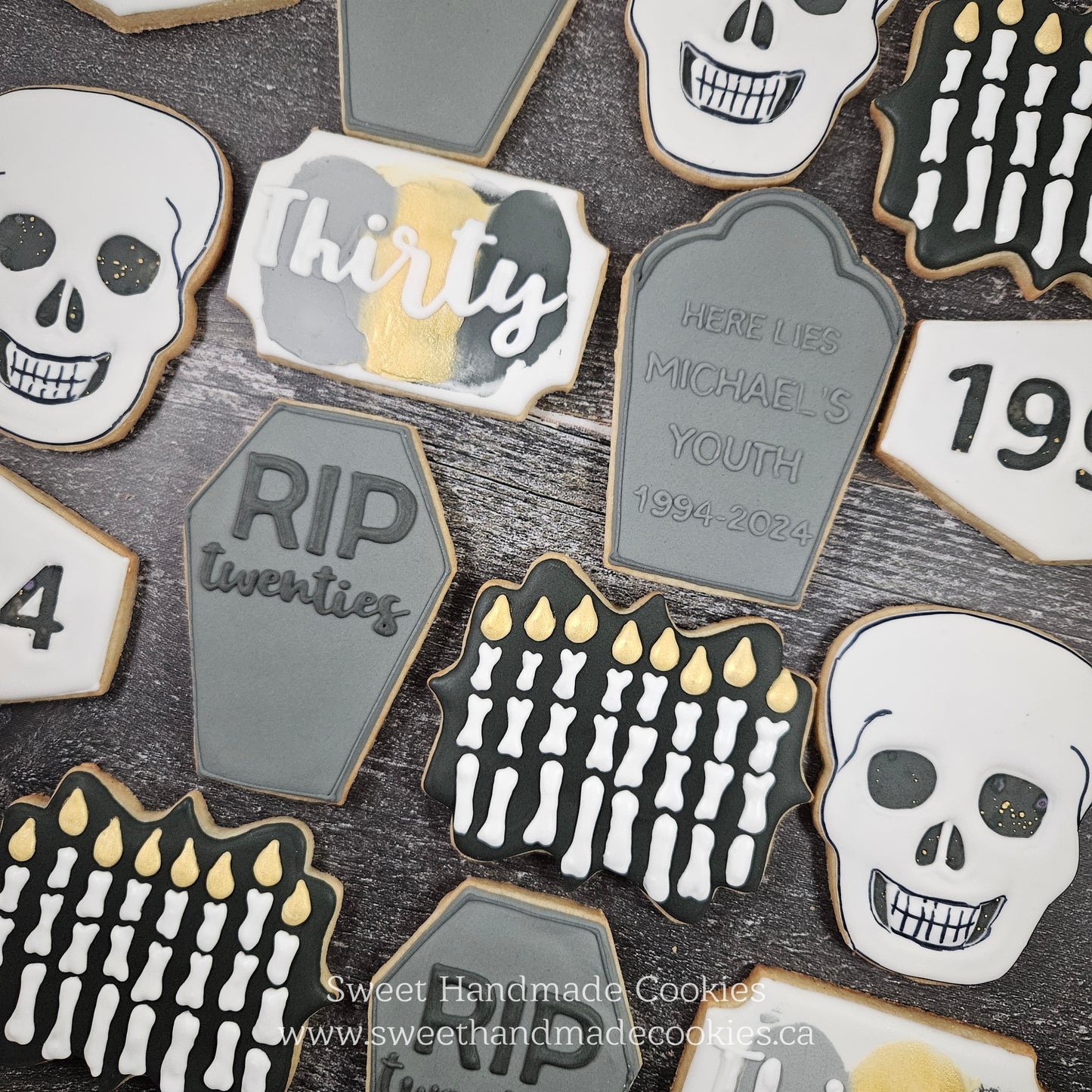 30th Birthday Cookies - RIP Twenties with Skulls