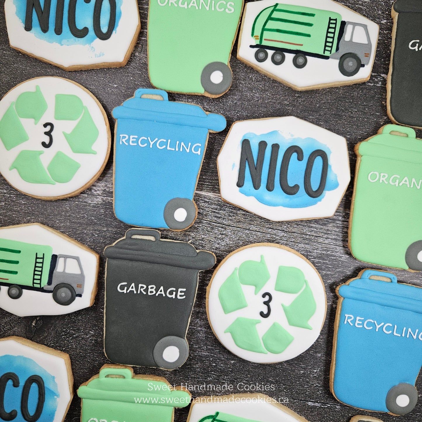 Garbage Truck Themed Cookies for Nico