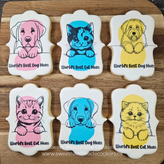 Mother's Day - World's Best Dog/Cat Mom Cookies (Sold Individually)