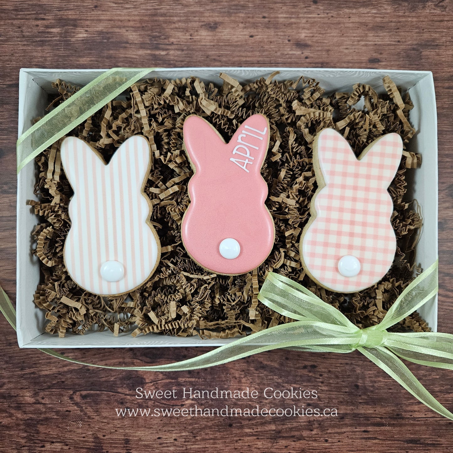 Easter Bunny Cookies in Pink (set of 3, personalized)