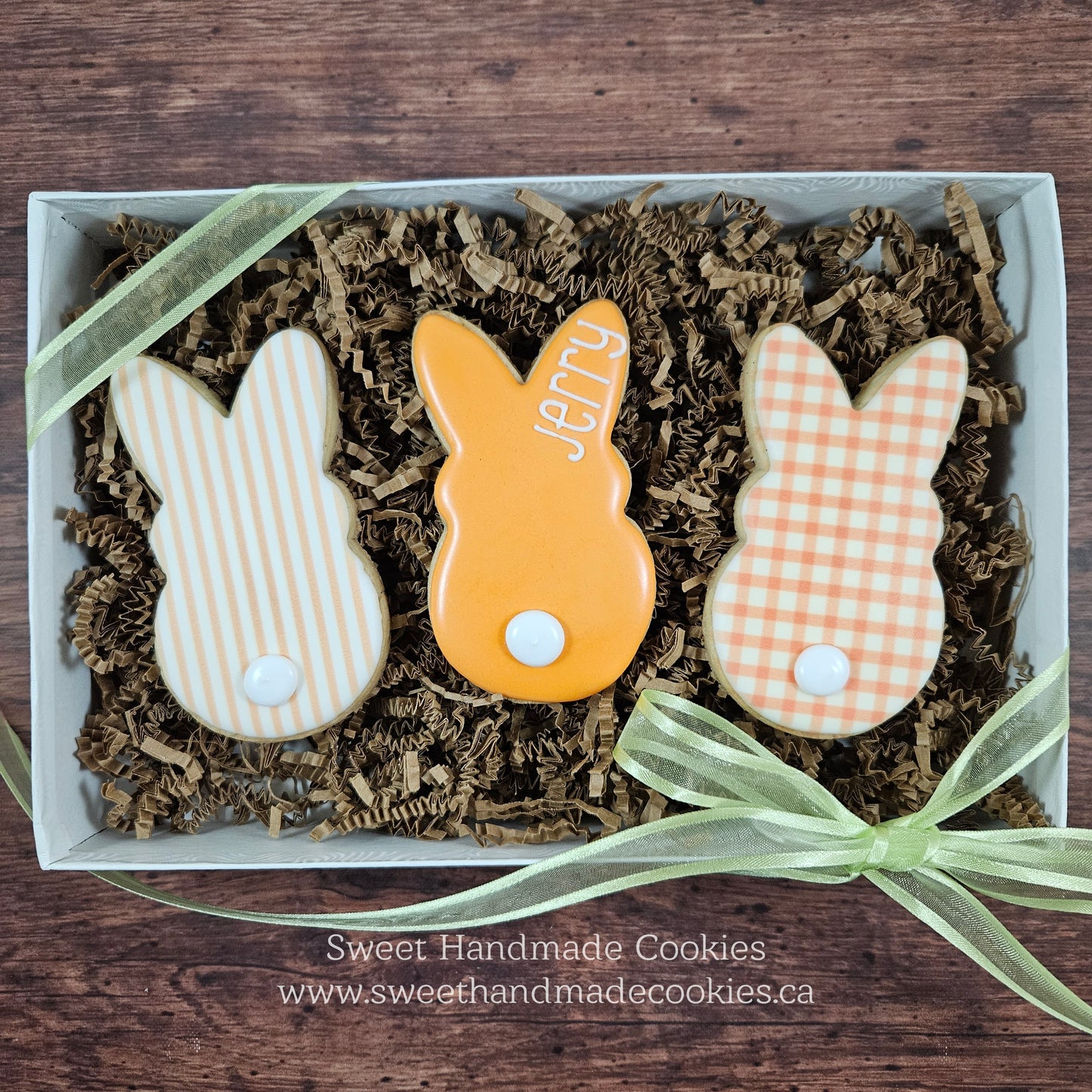 Easter Bunny Cookies in Orange (set of 3, personalized)