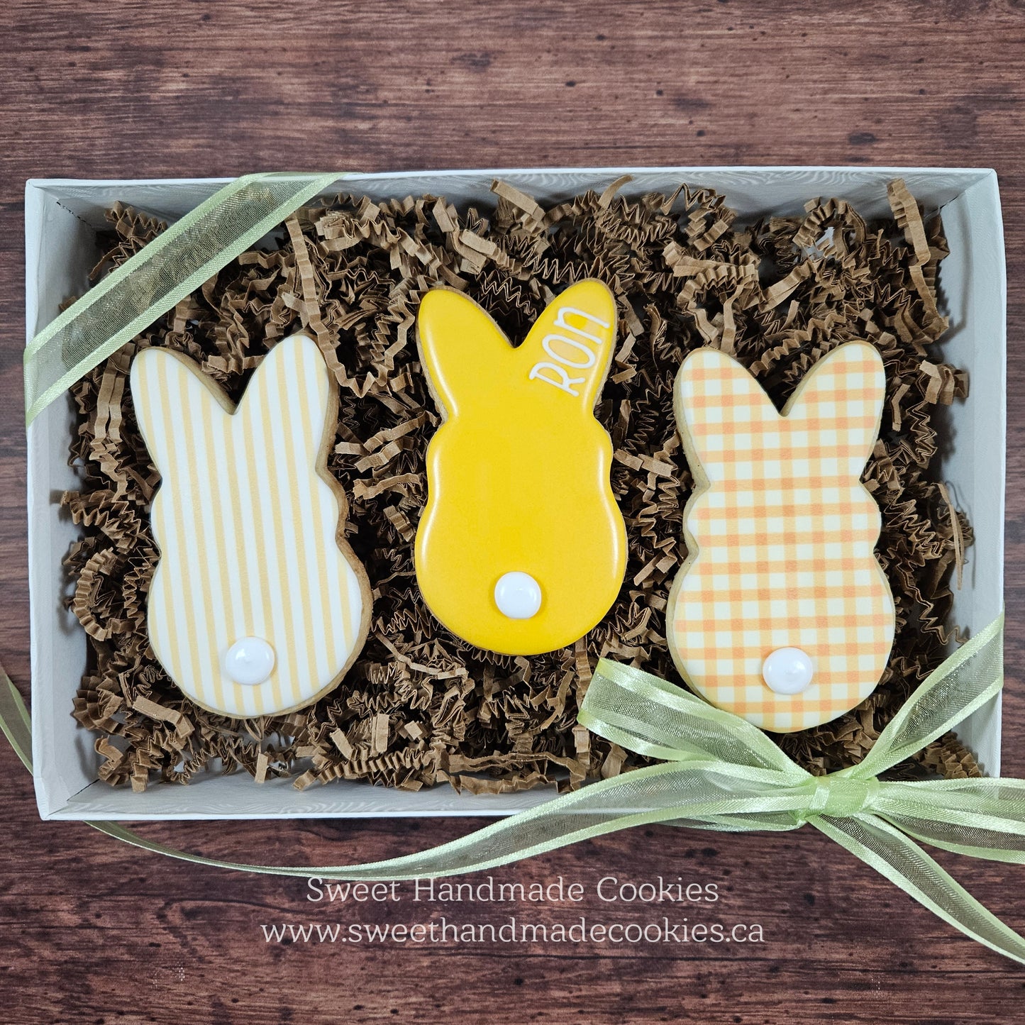 Easter Bunny Cookies in Yellow (set of 3, personalized)