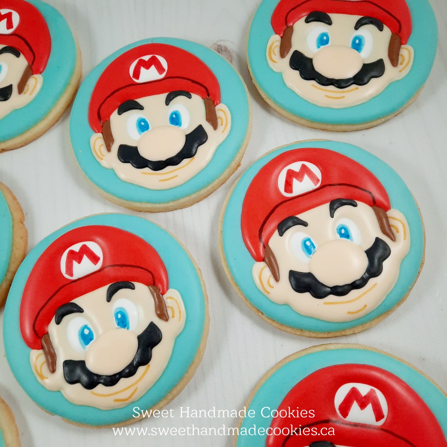 Super Mario Cookies on Light Blue