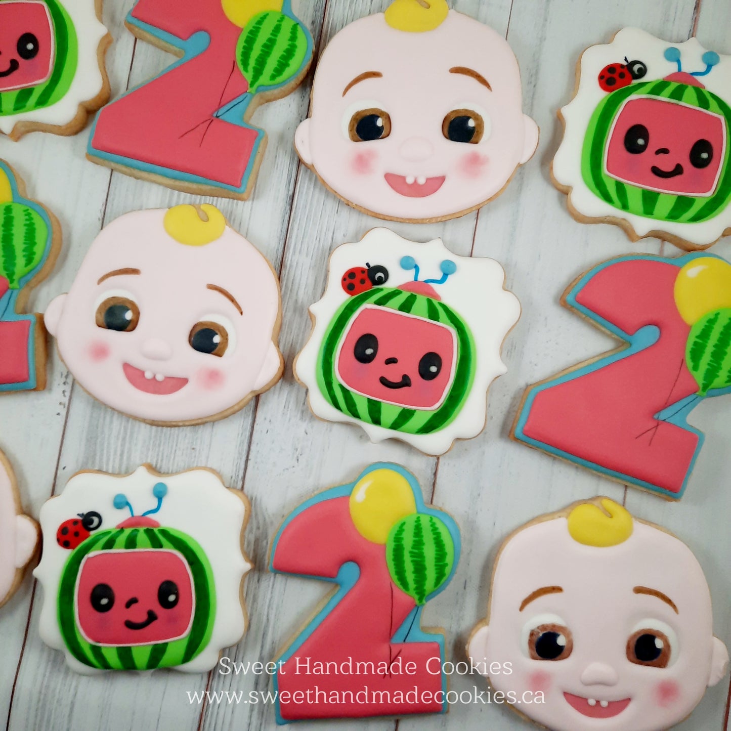 Cocomelon Cookies for a 2nd Birthday