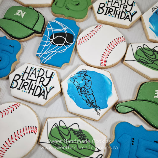 Hockey & Baseball Cookies for a 15th Birthday