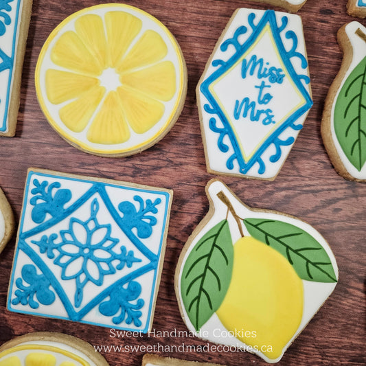 Lemon Positano Themed Bridal Shower Cookies