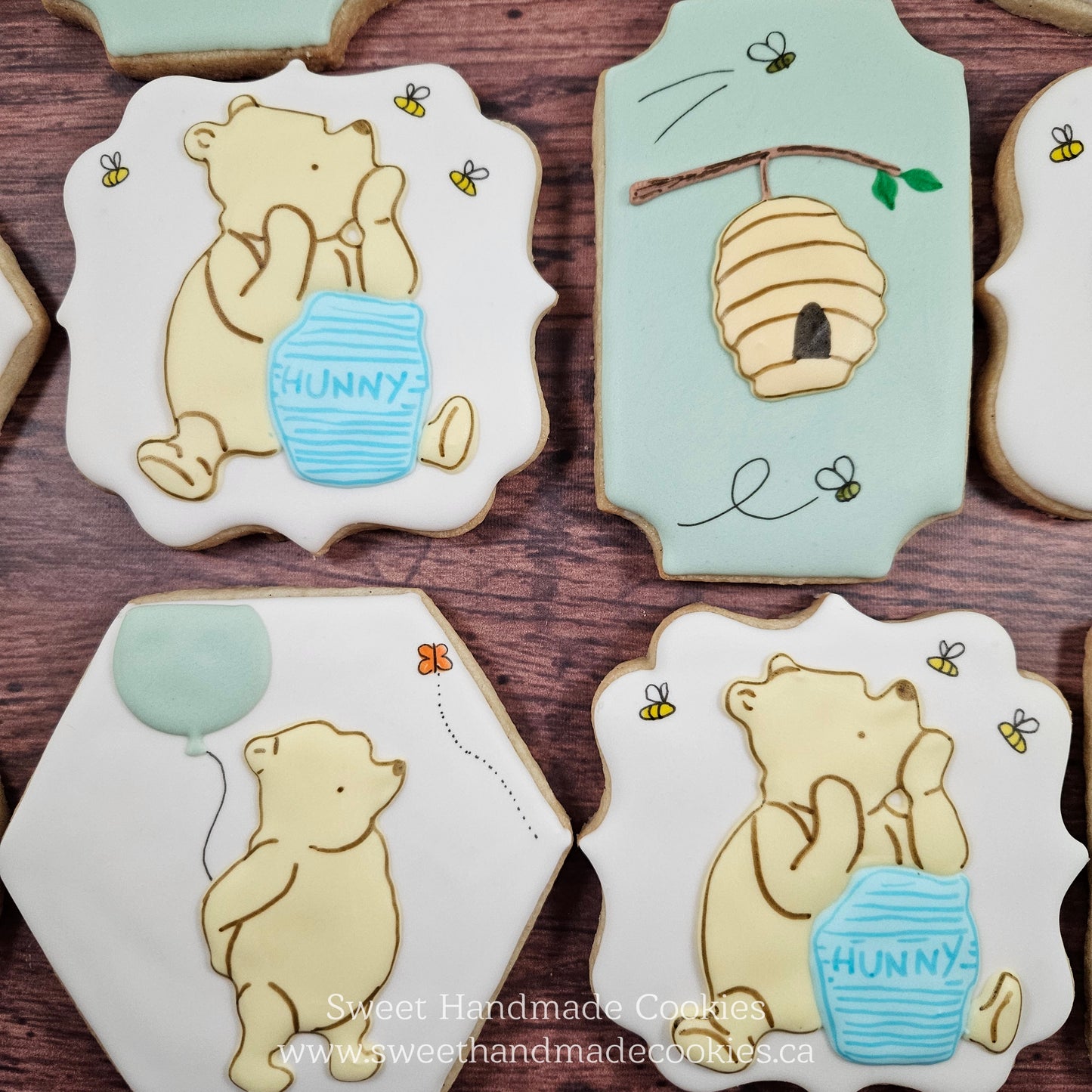 Baby Shower Cookies - Classic Winnie the Pooh in Blues