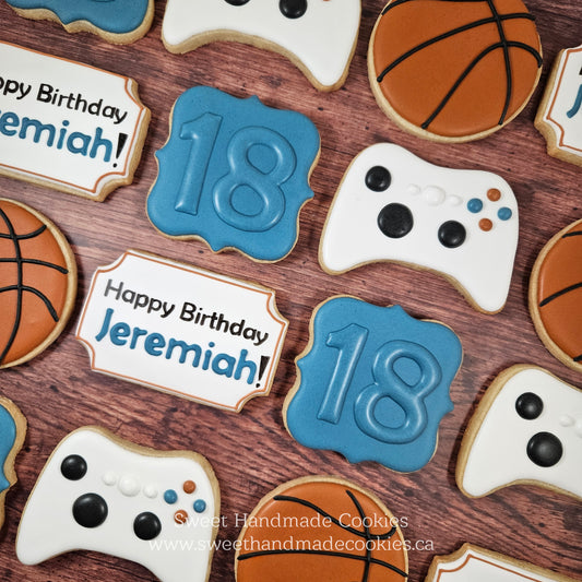 Basketball & Gaming 18th Birthday Cookies for Jeremiah