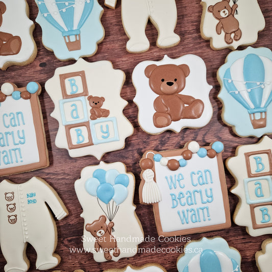 Baby Shower Cookies - We Can Bearly Wait/Hot Air Balloon