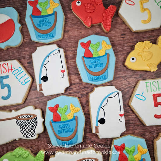 Fishing Themed Cookies for a 5th Birthday