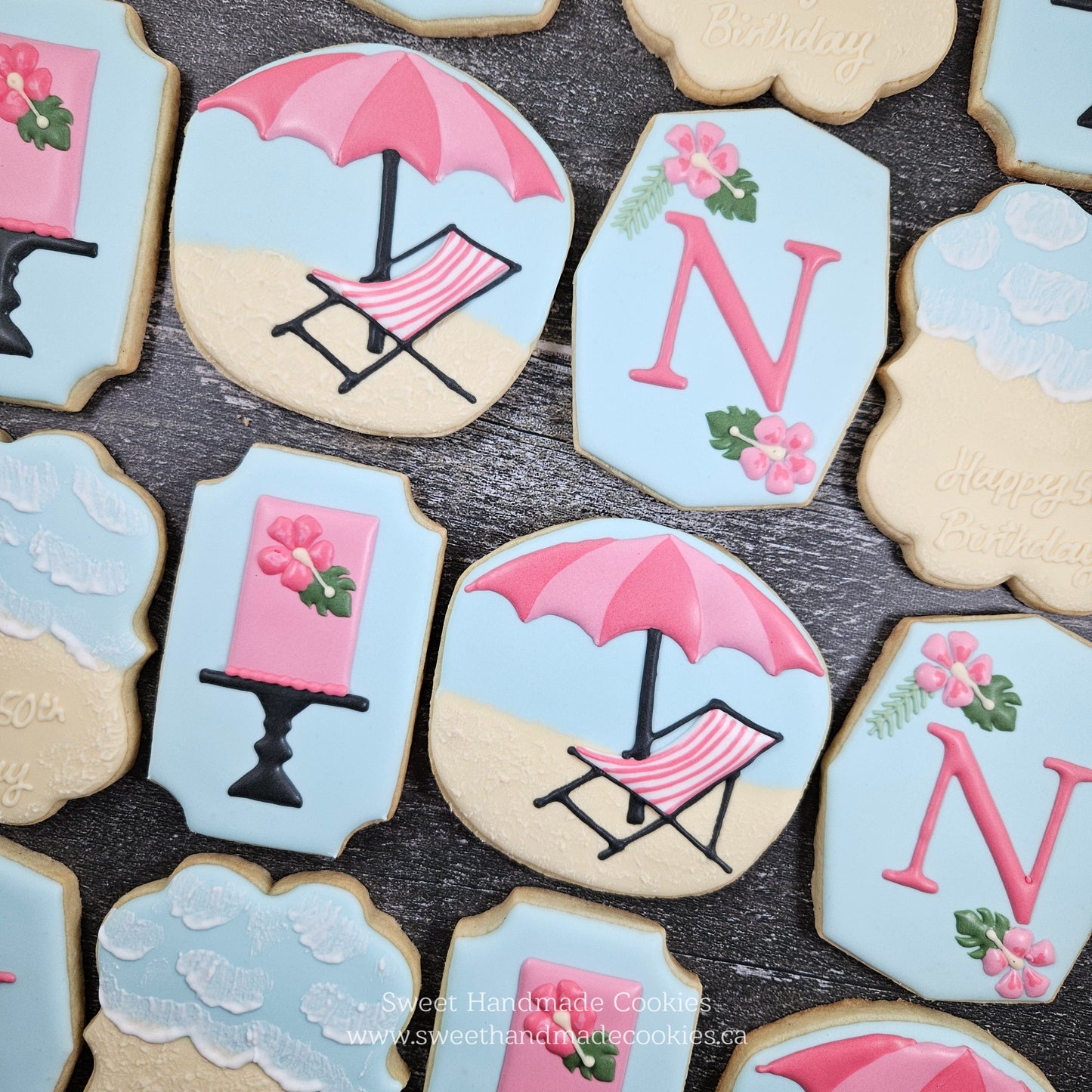 50th Beach Birthday Cookies for N