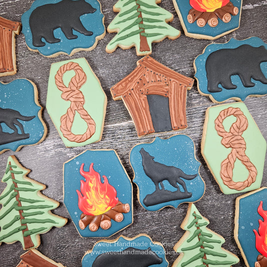 Camping Cookies for an 8th Birthday