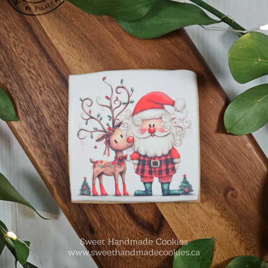 Santa with Reindeer Cookie (option 3)