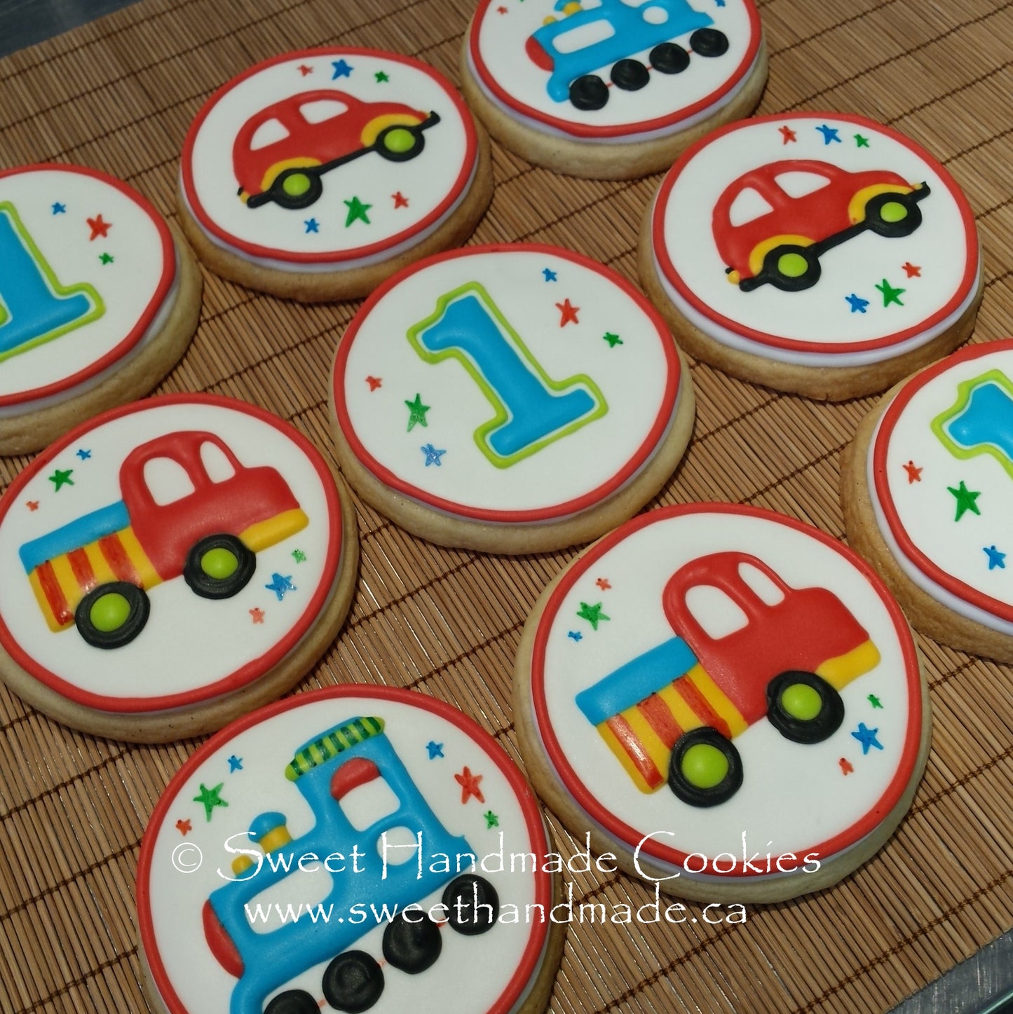 Trucks, Trains and Planes First Birthday Cookies