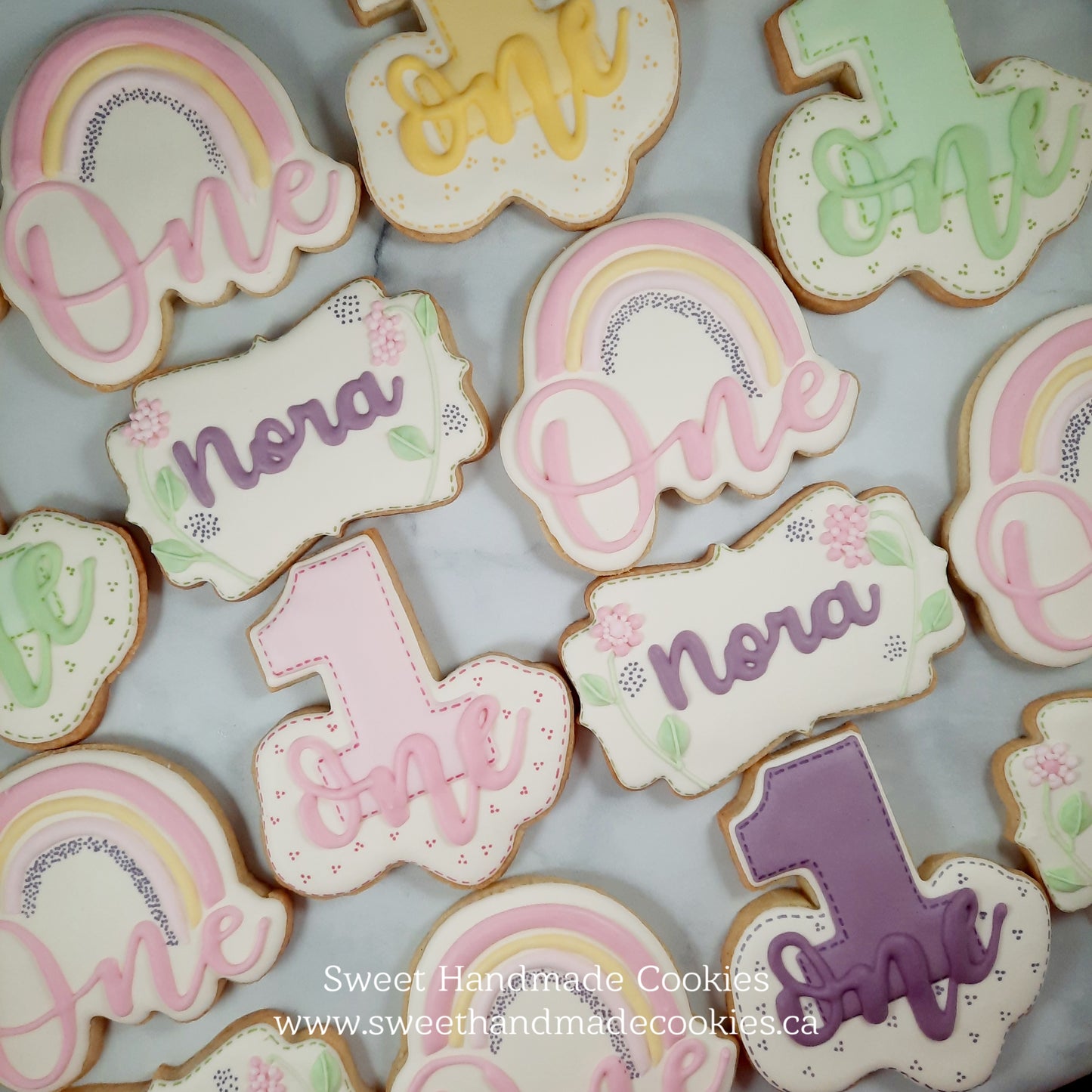 Rainbow First Birthday Cookies