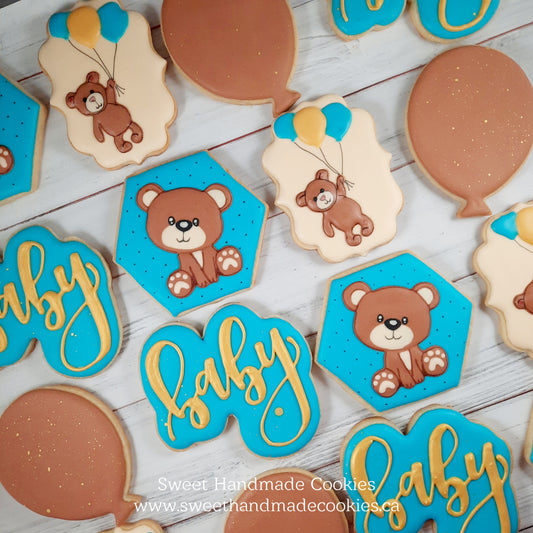 Baby Shower Cookies - Teddy Bears and Balloons