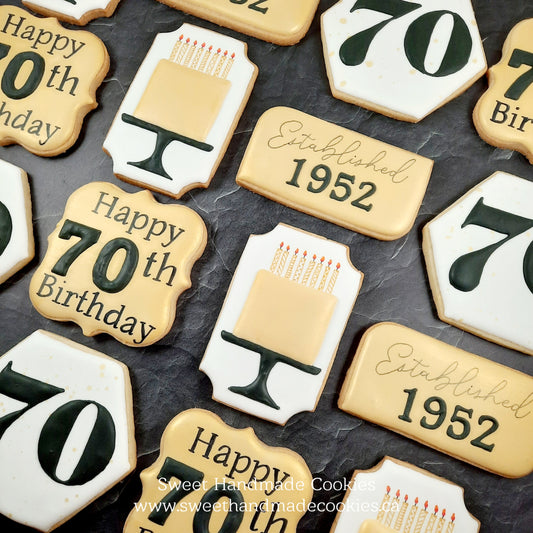Milestone Cookies for a 70th Birthday Party