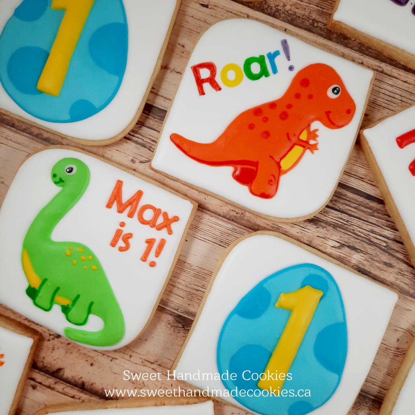Dinosaur (Roar!) First Birthday Cookies