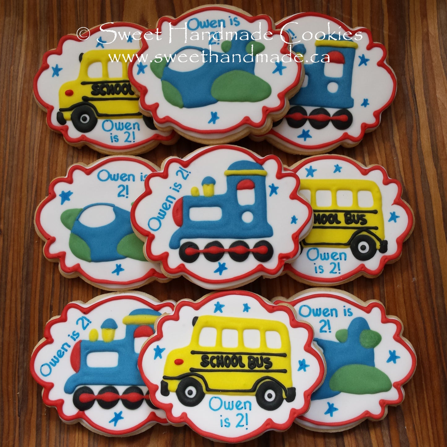 Transportation Cookies for a 2nd Birthday