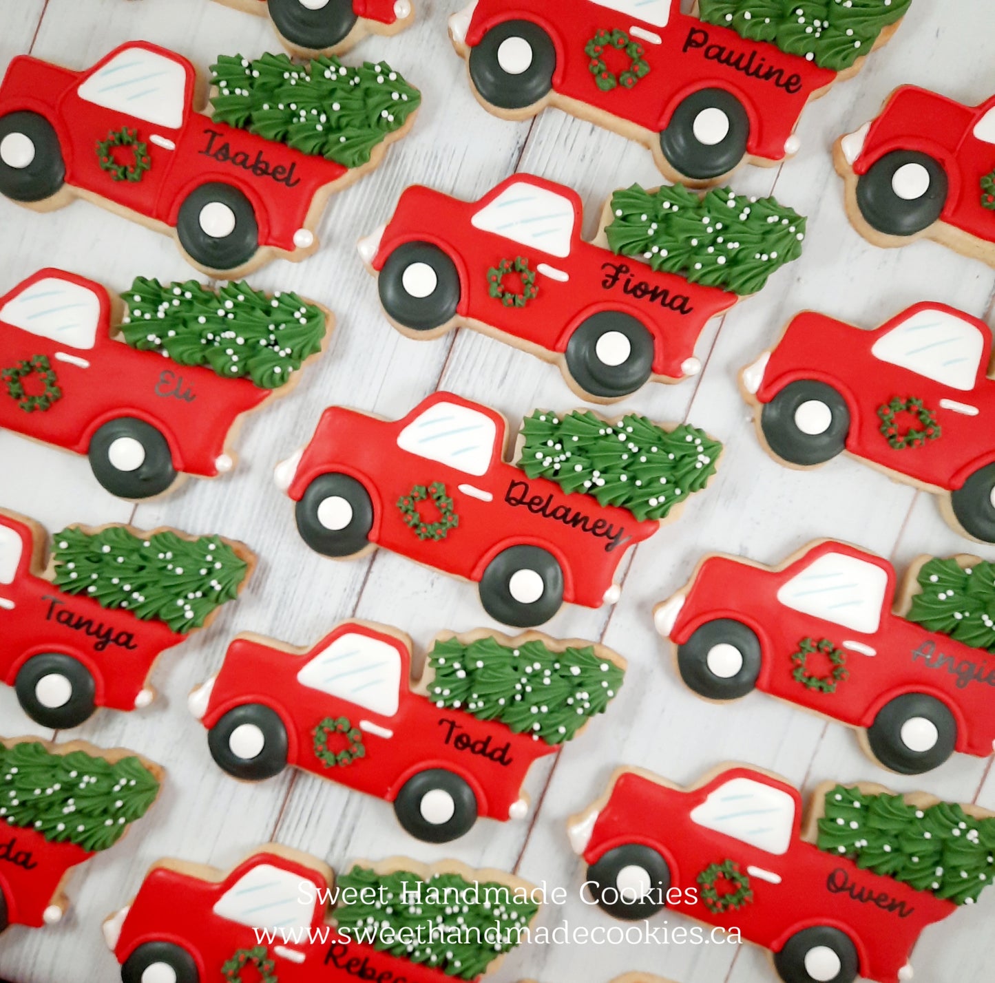 Classic - Red Pickup Truck with Christmas Tree Cookie (sold individually)